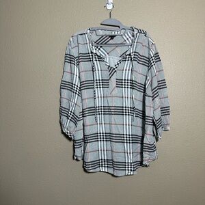 Torrid Black and White Plaid Top